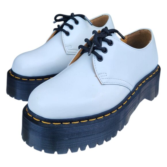 Dr. Martens 1461 Quad Smooth Leather Platform White Shoes Men's 7 / Women's 8 - Picture 8 of 9